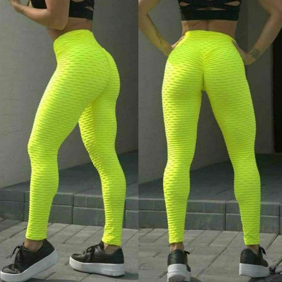 Womens Yoga Pants Anti-Cellulite Push Up Ruched High Waist Leggings Butt Lifting - Picture 9 of 11